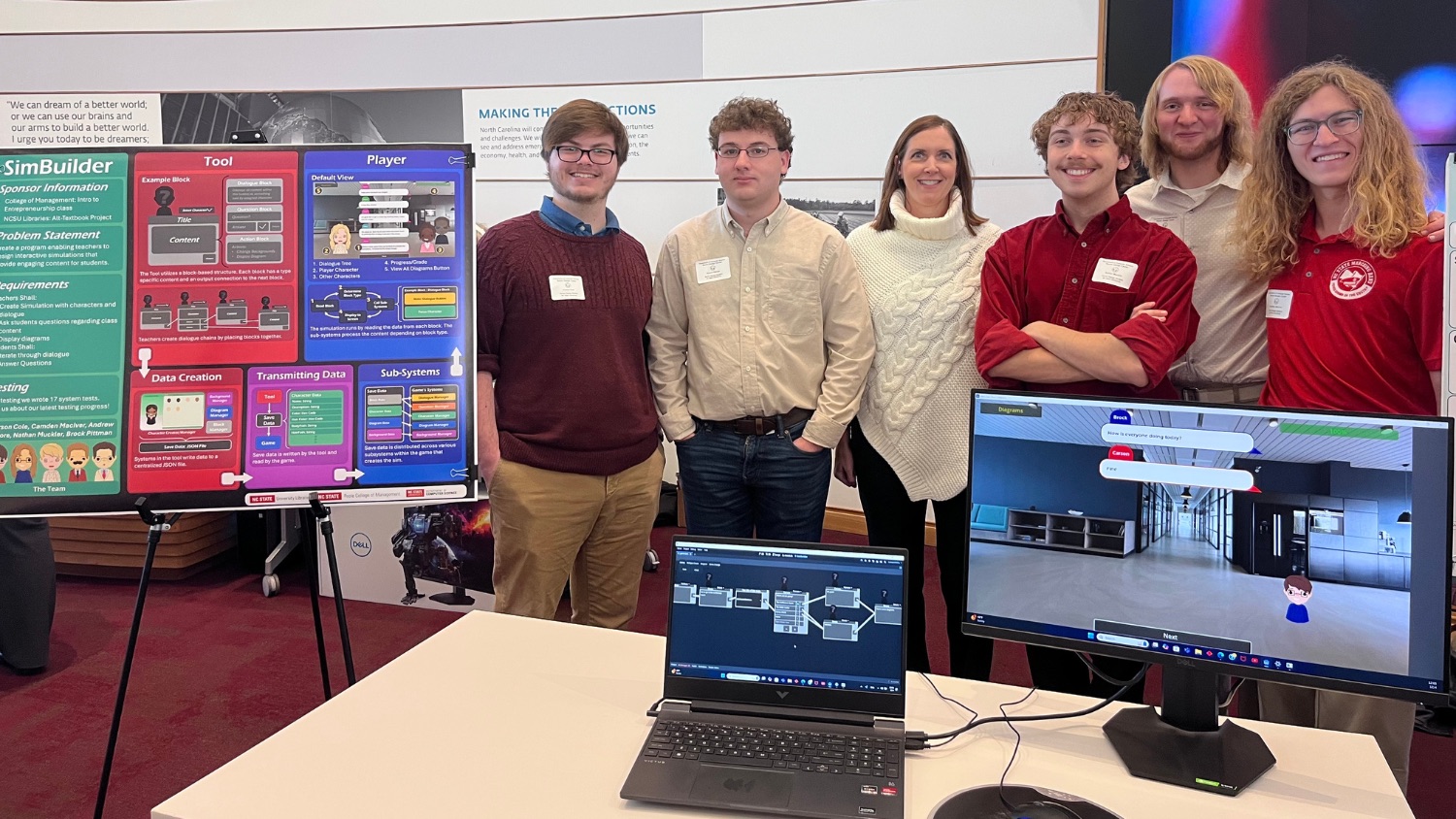 students at posters and pies