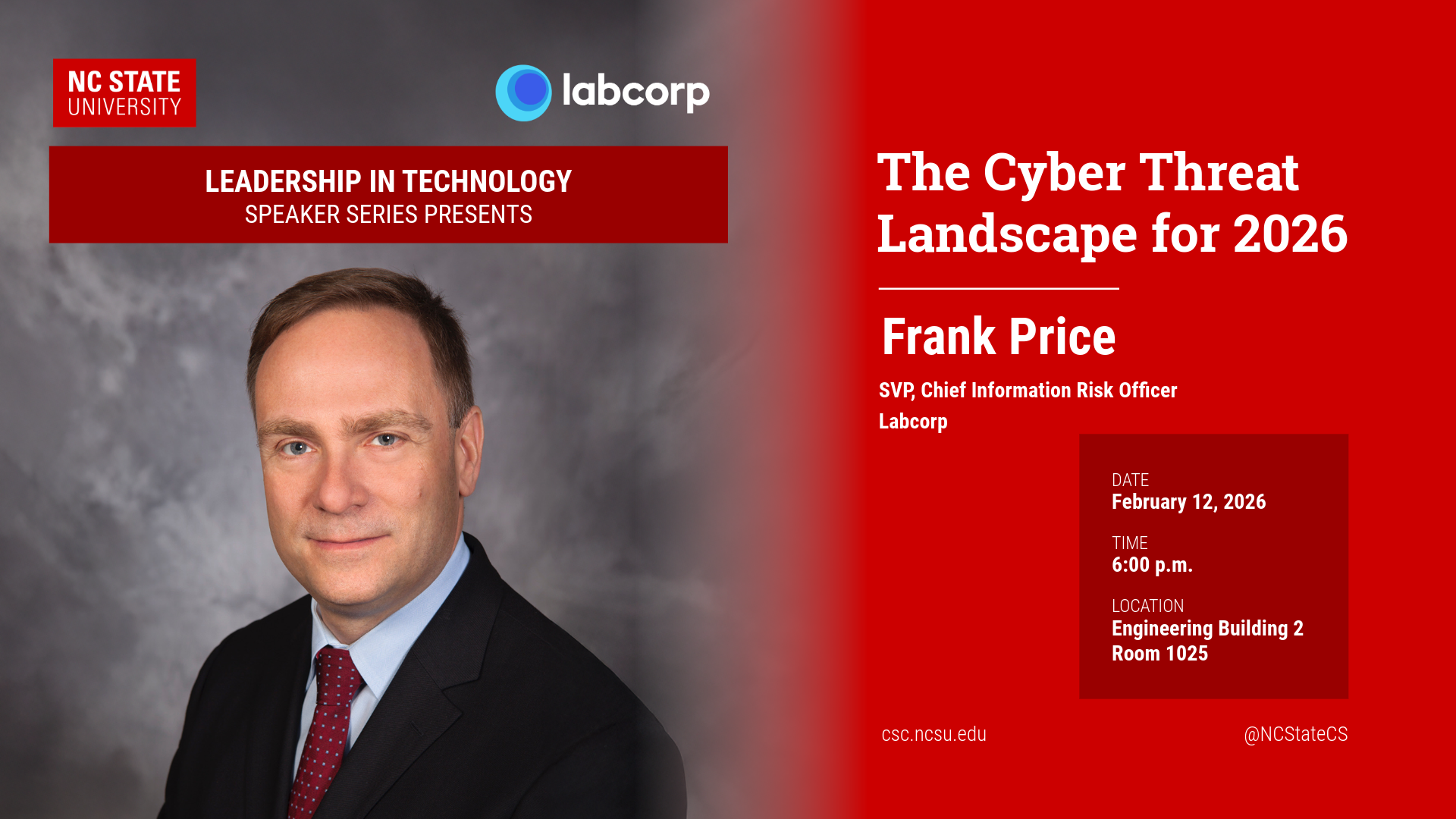 A graphic for a seminar. On the left is a man's headshot. On the right is the details of the seminar.